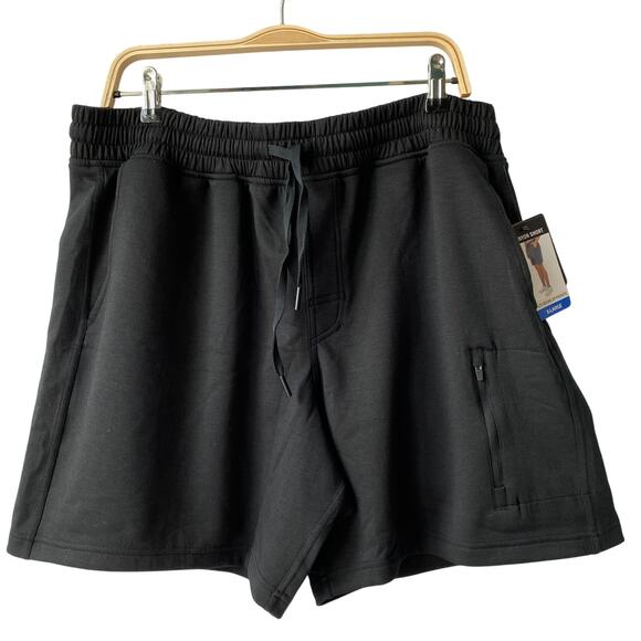 90 Degree by Reflex Canyon Shorts Men XL Black Multi Zip Pockets Elastic Waist - Picture 1 of 11
